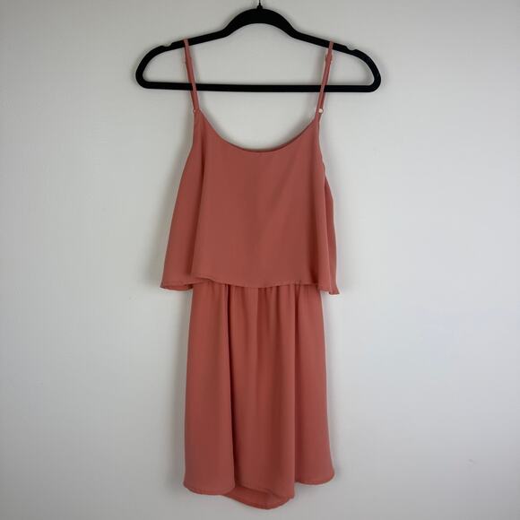 TOBI Womens Front Ruffle Adjustable Spaghetti Strap Scoop Neck Pink Dress Small - Picture 1 of 10